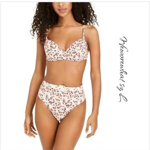 WeWoreWhat Tortoise shell Belted High Waist Bikini Set L NWT